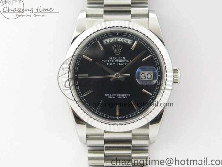 1218 Day-Date 36 SS 128239 Bp Maker Best Edition Black Dial on President Bracelet TimelessDesign 3151